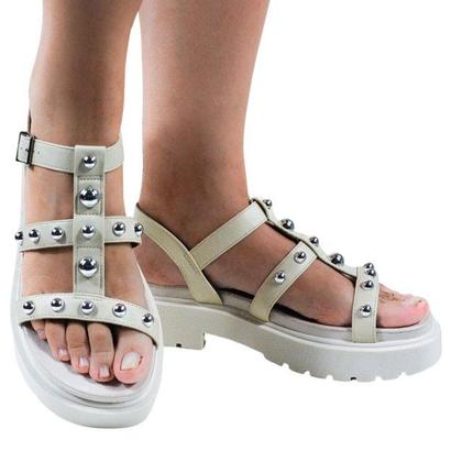 Imagem de Sandália Papete Feminina Vizzano Tratorado Tiras Bolinhas Metalizada Conforto