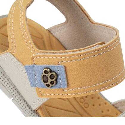 Imagem de Sandália Papete Infantil Masculino Linho/ Ocre/ Azul Klin 171227000