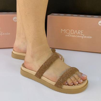 Imagem de Sandália Papete Ortopédica Strass Brilhos Feminina Modare 7178.116.28581