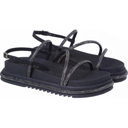 Imagem de Sandália Papete Strass Feminina Flatform Tirinhas Brilhos