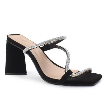 Imagem de Sandália preta salto triângulo com strass