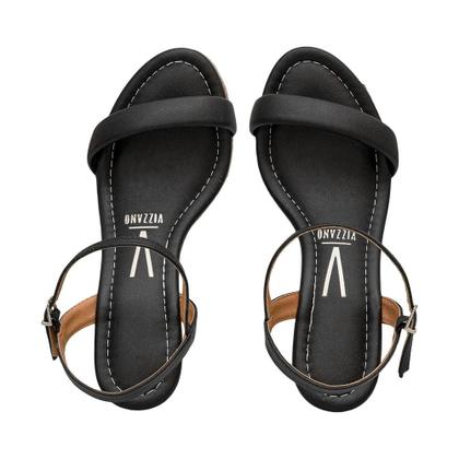 Imagem de Sandália Preto e Dourado Salto Anabela Texturizado  Vizzano