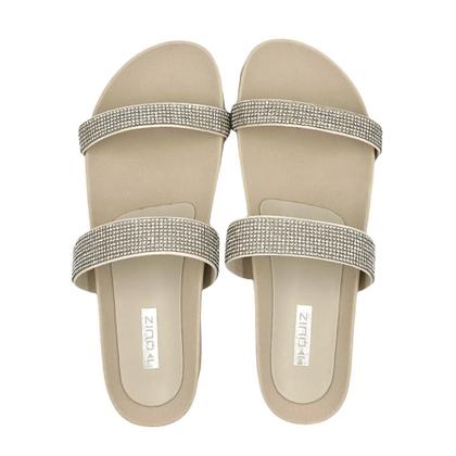 Imagem de Sandália Quiz Papete Tira Dupla com Strass Feminina