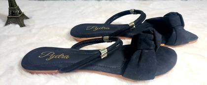 Imagem de Sandália Rasteira Feminina Rasteirinha Duas Tiras e Laço