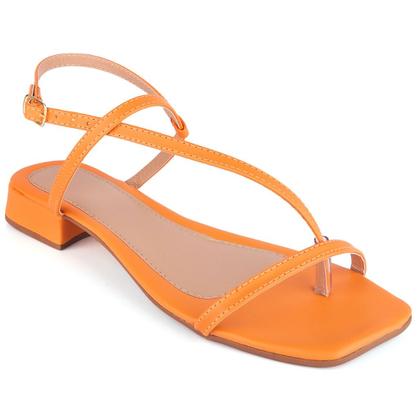 Imagem de Sandália Rasteira Feminina Salto Bloco 3cm Bico Quadrado Confortável Casual com Tiras e Fivela