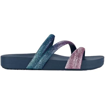 Imagem de Sandália Rasteira Feminino Pepete Slide Zaxy Glitter 18956 Azul N 38