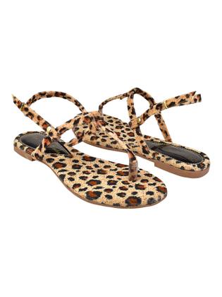 Imagem de Sandália Rasteira Rasteirinha Feminina Estampa De Onça