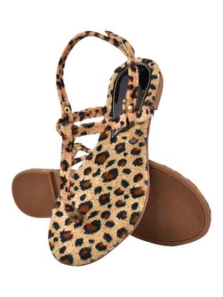 Imagem de Sandália Rasteira Rasteirinha Feminina Estampa De Onça