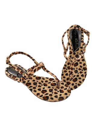 Imagem de Sandália Rasteira Rasteirinha Feminina Estampa De Onça