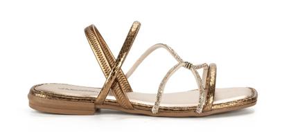 Imagem de Sandália Rasteirinha Calce Fácil Bronze Strass Mississipi Mc791