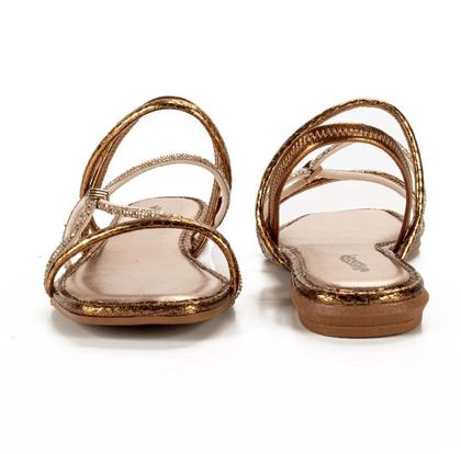 Imagem de Sandália Rasteirinha Calce Fácil Bronze Strass Mississipi Mc791