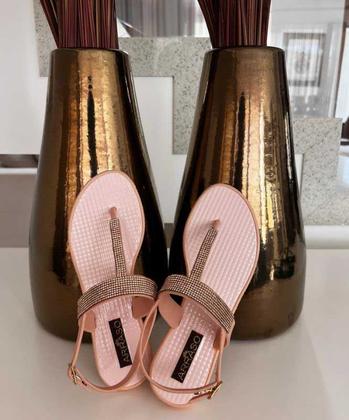 Imagem de Sandália Rasteirinha Feminina Artesanal Arraso Com Strass E Pérolas