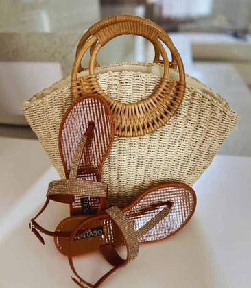 Imagem de Sandália Rasteirinha Feminina Artesanal Arraso Com Strass E Pérolas