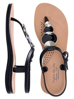 Imagem de Sandalia Rasteirinha Ortopédica Feminina Confortavel Terapia dos Pés