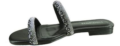 Imagem de Sandália rasteirinha preta via marte leve macio tira strass 