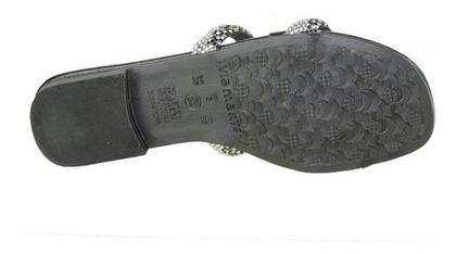 Imagem de Sandália rasteirinha preta via marte leve macio tira strass 