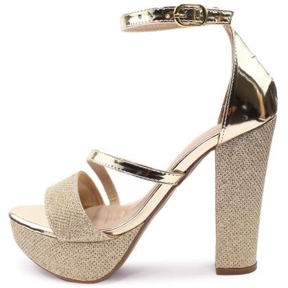 Imagem de Sandália Re&Ton Meia Pata Salto Alto Grosso Brilho Festa Feminina MP42