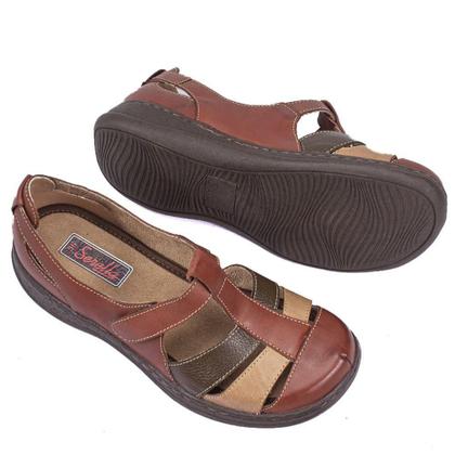 Imagem de Sandalia Retro Feminina Couro Conforto Dia a Dia