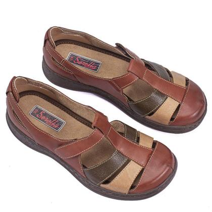 Imagem de Sandalia Retro Feminina Couro Conforto Dia a Dia