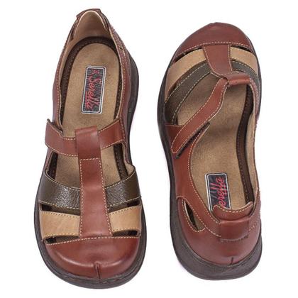 Imagem de Sandalia Retro Feminina Couro Conforto Dia a Dia