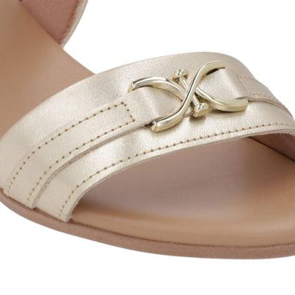 Imagem de Sandália Salto Bloco Elástico de Couro Feminino Usaflex AI27013008 Dourado