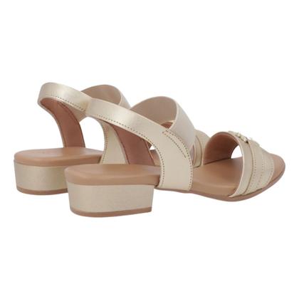 Imagem de Sandália Salto Bloco Elástico de Couro Feminino Usaflex AI27013008 Dourado