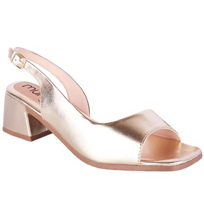 Imagem de Sandália Salto Geometrico Peep Toe Slingback Bico Quadrado