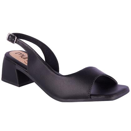Imagem de Sandália Salto Geometrico Peep Toe Slingback Bico Quadrado