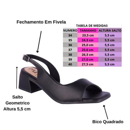 Imagem de Sandália Salto Geometrico Peep Toe Slingback Bico Quadrado