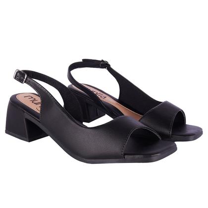 Imagem de Sandália Salto Geometrico Peep Toe Slingback Bico Quadrado