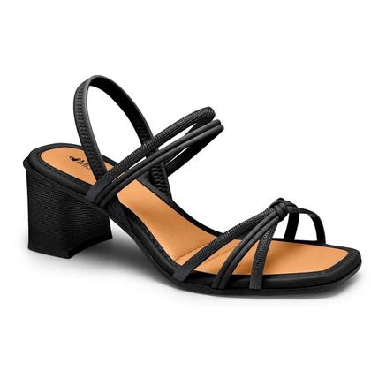 Imagem de Sandália Salto Grosso Com Strass Feminina Mississipi