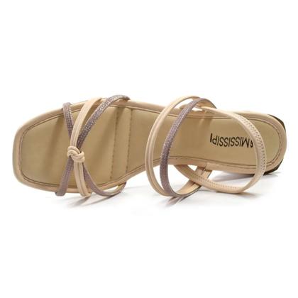 Imagem de Sandália Salto Grosso Com Strass Feminina Mississipi