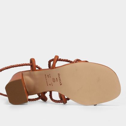 Imagem de Sandália Shoestock Amarração Chicote Salto Bloco Alto