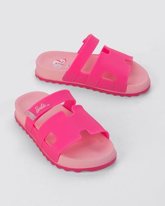 Imagem de Sandália Slide Infantil Menina Barbie Glam Slide Rosa Neon Grendene Kids