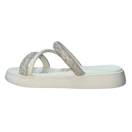 Imagem de Sandália Slide Rasteira Com Tiras Brilhantes Infantil Menina Molekinha 2358.100 Branco