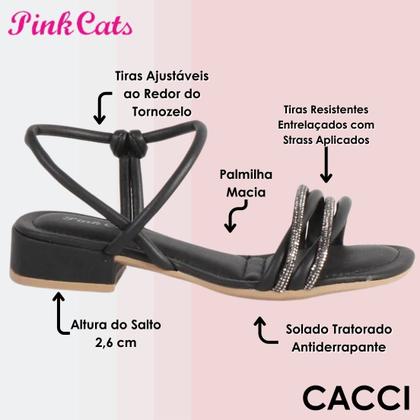 Imagem de Sandália Social Menina Salto Conforto Tira Strass Pink Cats