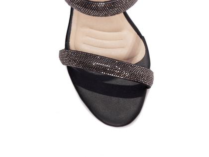 Imagem de Sandália Tamanco Feminino Salto Alto Grosso Strass 9,5cm Torricella