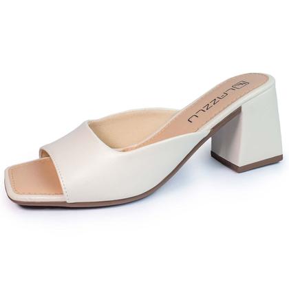 Imagem de Sandália Tamanco Salto Bloco Grosso Feminino Bico Quadrado