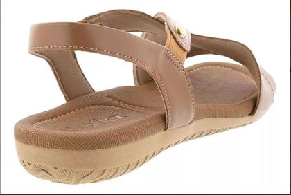 Imagem de Sandália Usaflex Feminina Couro Rasteira R1804 Ergonômica