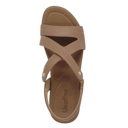 Imagem de Sandália Usaflex Rasteira Feminina Couro com Elástico R1804