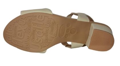 Imagem de Sandália usaflex y8220 media conforto em couro bege com enfeites