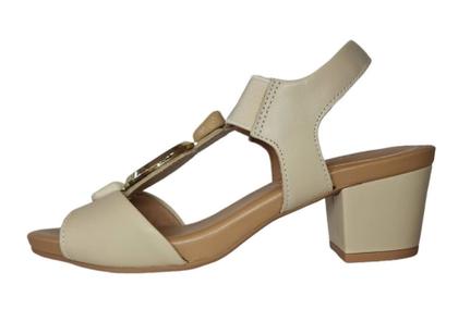 Imagem de Sandália usaflex y8220 media conforto em couro bege com enfeites