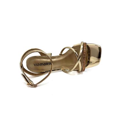 Imagem de Sandália Via Marte Salto Bloco P26037 96 139-016-01 Dourado