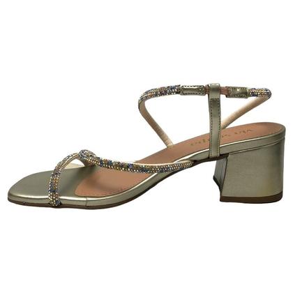 Imagem de Sandália Via Scarpa Tira Strass Salto Bloco