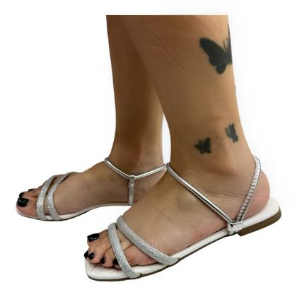 Imagem de Sandalia Via Uno 450244 Rasteira Baixa Bico Quadrado Elastico Feminino