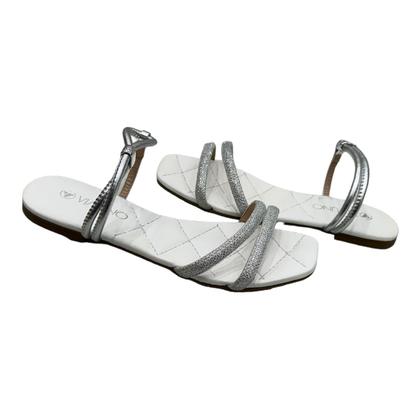 Imagem de Sandalia Via Uno 450244 Rasteira Baixa Bico Quadrado Elastico Feminino