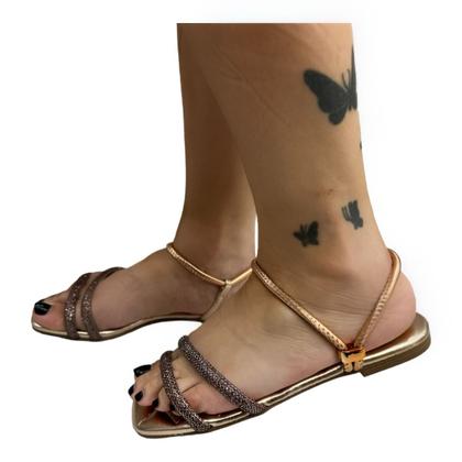 Imagem de Sandalia Via Uno 450244 Rasteira Baixa Bico Quadrado Elastico Feminino