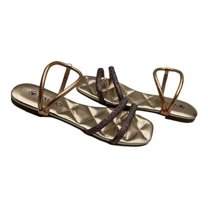 Imagem de Sandalia Via Uno 450244 Rasteira Baixa Bico Quadrado Elastico Feminino