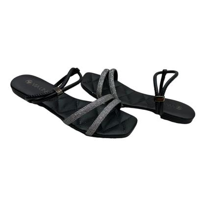 Imagem de Sandalia Via Uno 450244 Rasteira Baixa Bico Quadrado Elastico Feminino