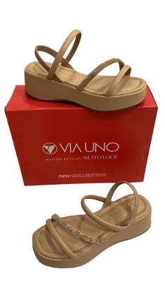 Imagem de Sandália via uno 849003 tira em strass salto flatform 5 cm